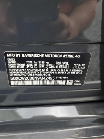2022 BMW X7 XDRIVE4 - 5UXCW2C08N9M42495