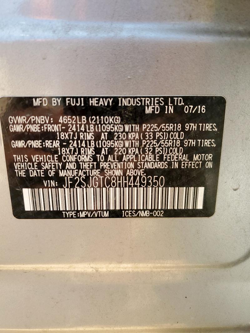 2017 SUBARU FORESTER 2 - JF2SJGTC8HH449350