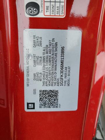 2021 CHEVROLET CAMARO ZL1 1G1FK3D66M0133896