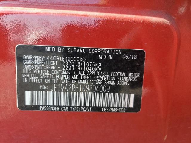 2019 SUBARU WRX STI JF1VA2R61K9804009