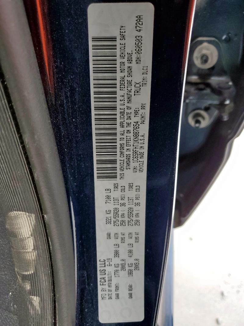2019 RAM 1500 LIMIT 1C6SRFHT1KN887654