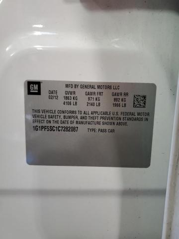 2012 CHEVROLET CRUZE LT - 1G1PF5SC1C7282087