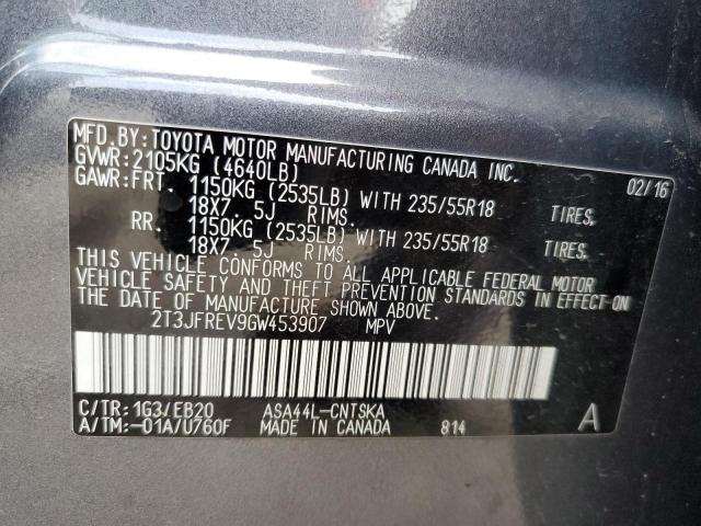 2016 TOYOTA RAV4 SE 2T3JFREV9GW453907