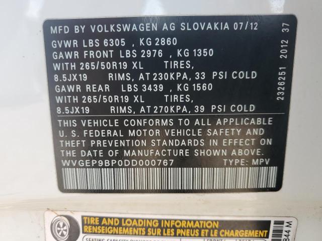 2013 VOLKSWAGEN TOUAREG V6 - WVGEP9BP0DD000767