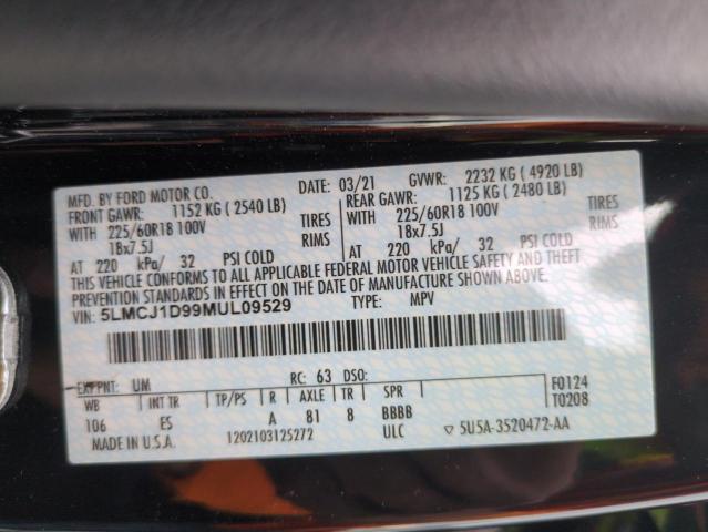 2021 LINCOLN CORSAIR 5LMCJ1D99MUL09529