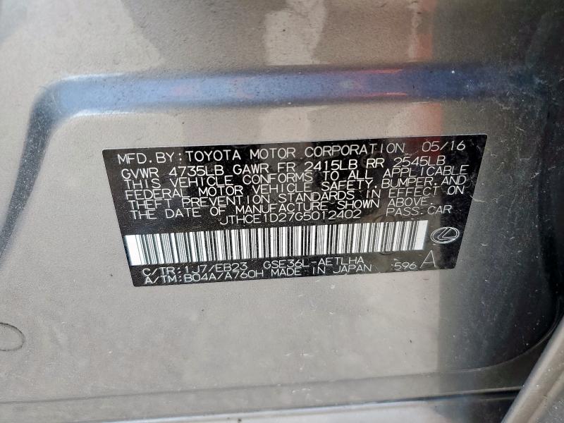 2016 LEXUS IS 350 JTHCE1D27G5012402
