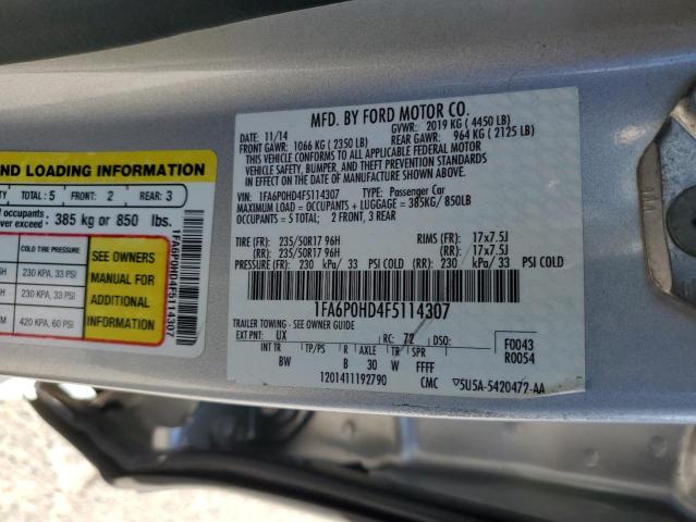 2015 FORD FUSION SE - 1FA6P0HD4F5114307