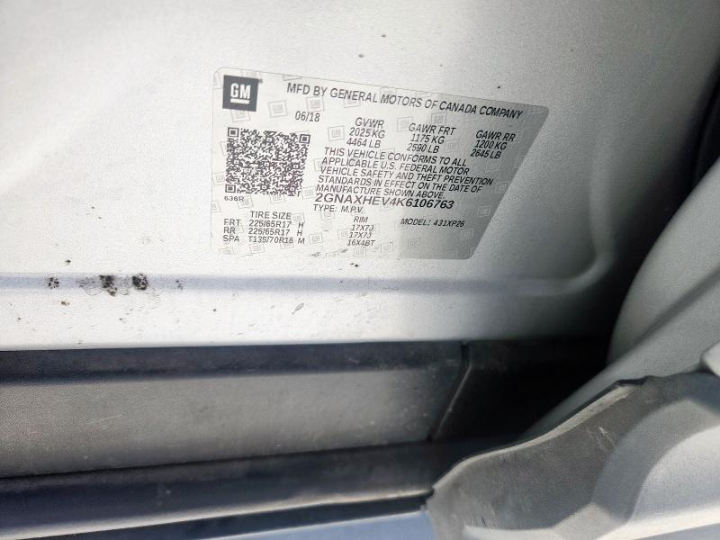 2019 CHEVROLET EQUINOX 2GNAXHEV4K6106763