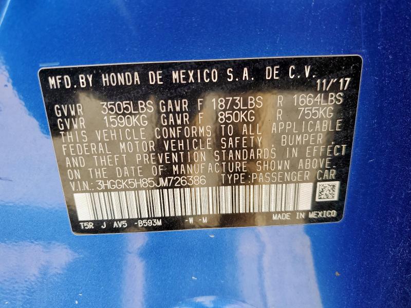2018 HONDA FIT EX 3HGGK5H85JM726386