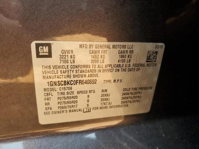 2015 CHEVROLET TAHOE C150 1GNSCBKC0FR640692