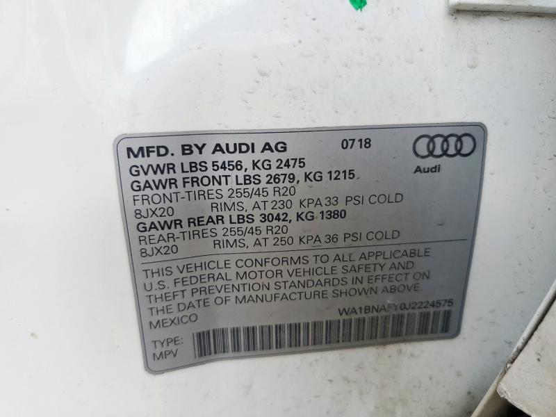 2018 AUDI Q5 PREMIUM WA1BNAFY0J2224575