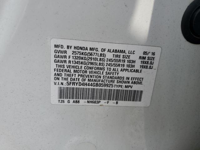 2016 ACURA MDX TECHNO 5FRYD4H44GB059925