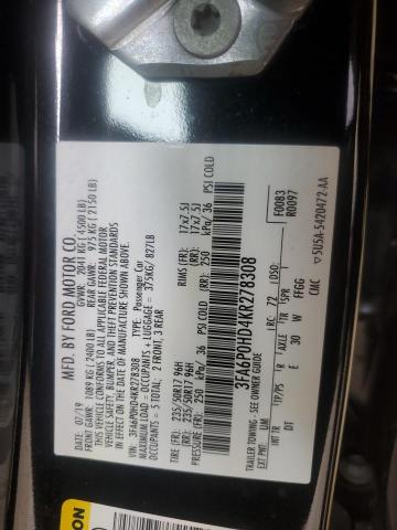 2019 FORD FUSION SE - 3FA6P0HD4KR278308