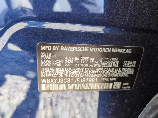 2018 BMW X2 SDRIVE2 WBXYJ3C31JEJ81981