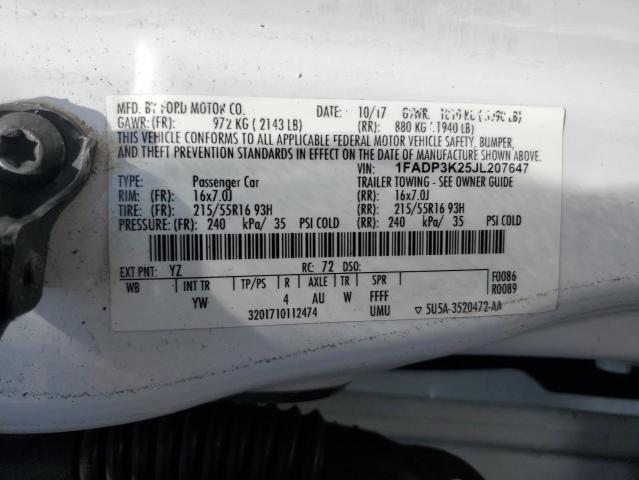 2018 FORD FOCUS SE 1FADP3K25JL207647