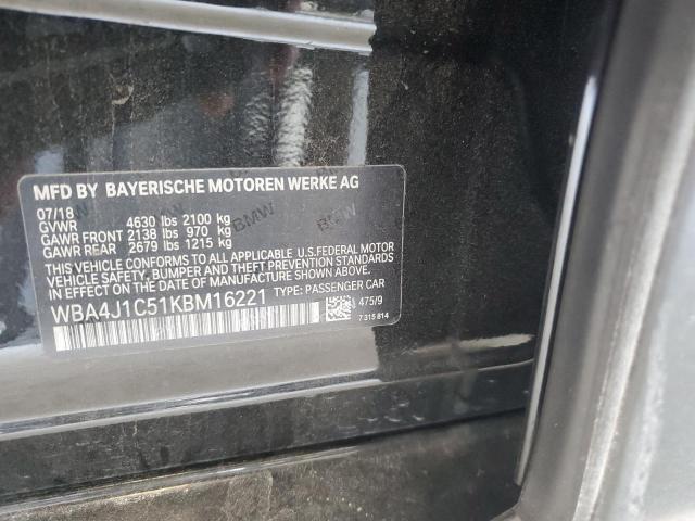 2019 BMW 430I GRAN WBA4J1C51KBM16221