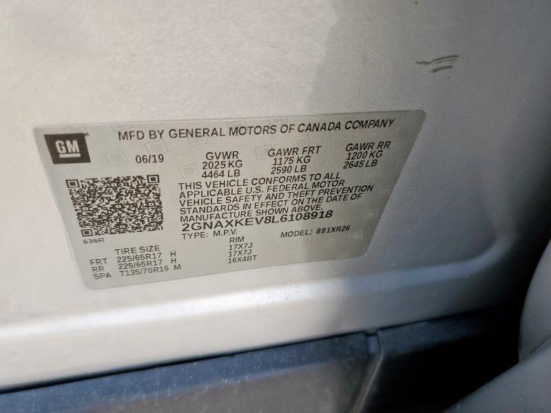 2020 CHEVROLET EQUINOX LT 2GNAXKEV8L6108918