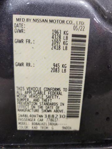 2022 NISSAN ALTIMA SV 1N4BL4DV7NN388230