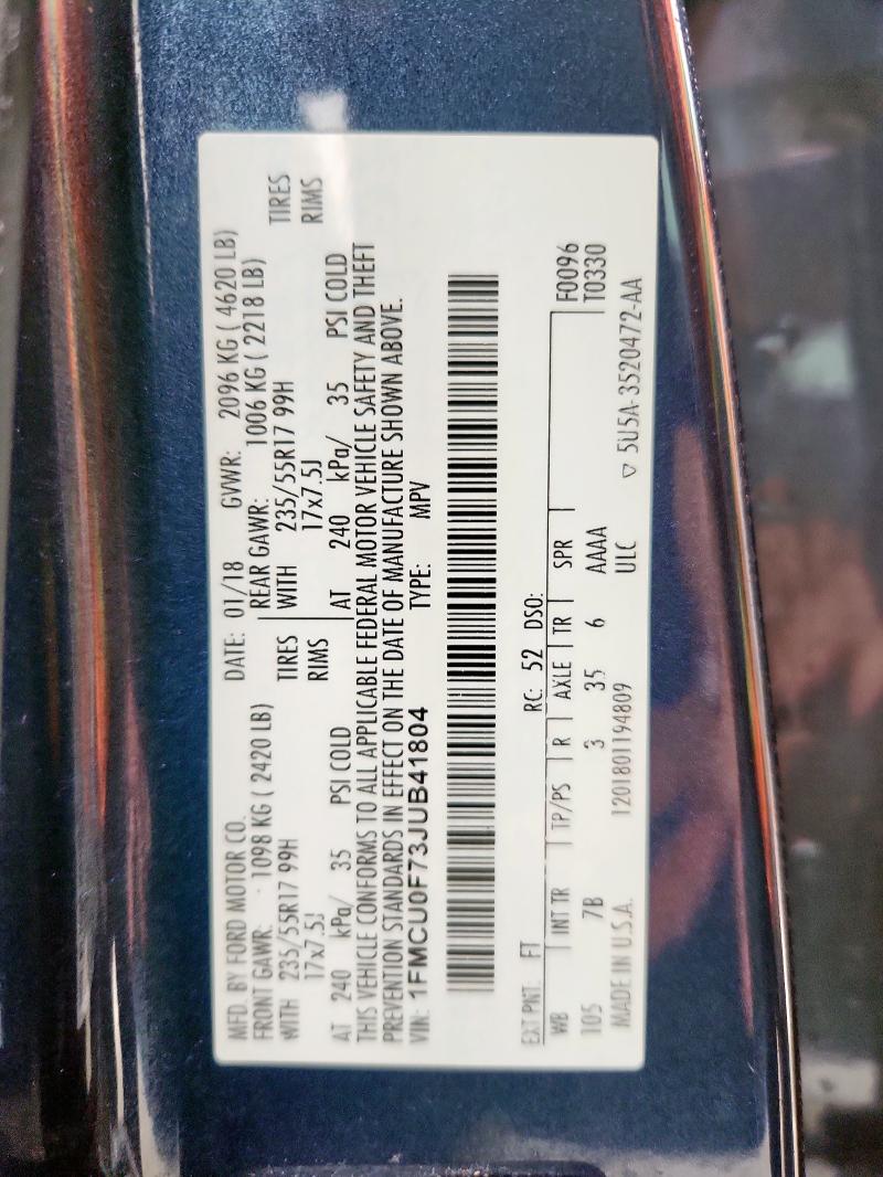 2018 FORD ESCAPE S - 1FMCU0F73JUB41804