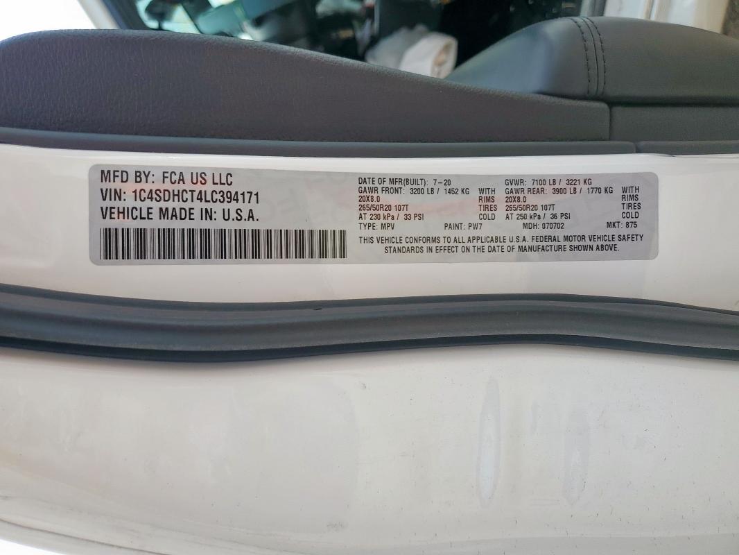 2020 DODGE DURANGO R/ - 1C4SDHCT4LC394171