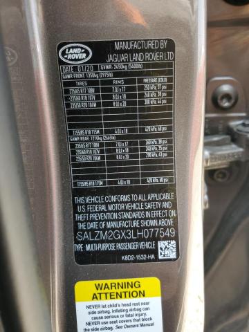 2020 LAND ROVER RANGE ROVE - SALZM2GX3LH077549