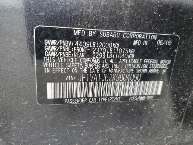 2019 SUBARU WRX LIMITE JF1VA1J62K9804090