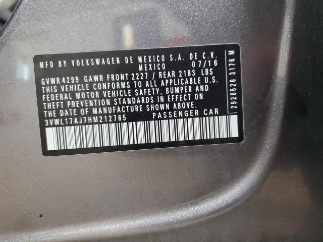 2017 VOLKSWAGEN JETTA SEL 3VWL17AJ7HM212765
