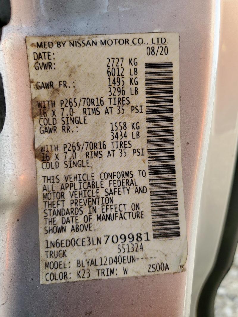 2020 NISSAN FRONTIER S - 1N6ED0CE3LN709981