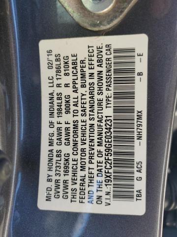 2016 HONDA CIVIC LX 19XFC2F59GE034231