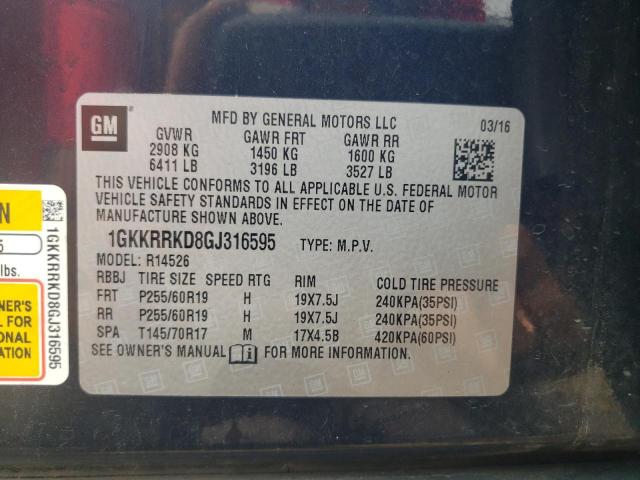 2016 GMC ACADIA SLT 1GKKRRKD8GJ316595