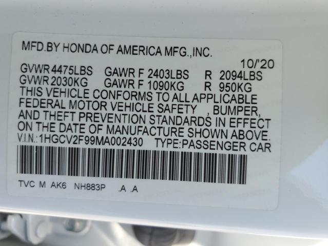 2021 HONDA ACCORD TOU 1HGCV2F99MA002430