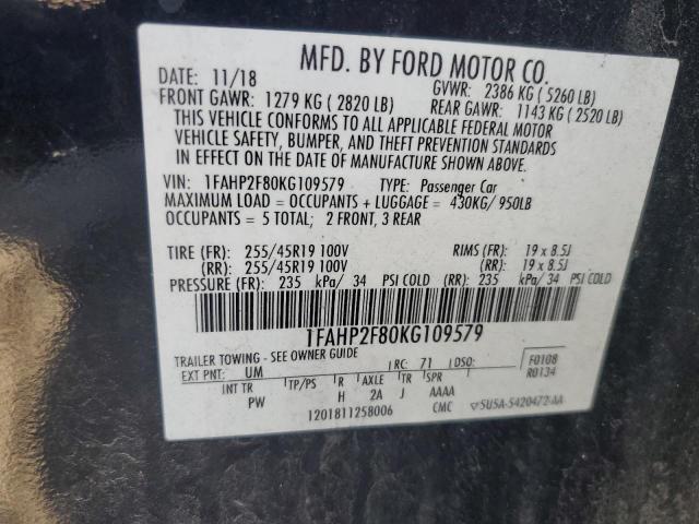 2019 FORD TAURUS LIM 1FAHP2F80KG109579