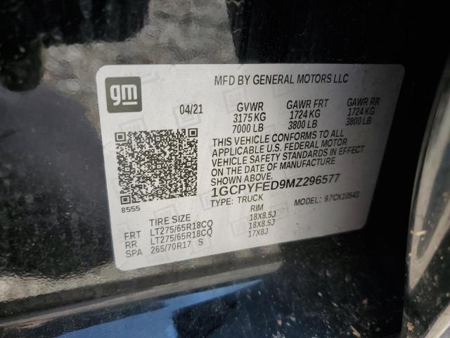 2021 CHEVROLET SILVERADO - 1GCPYFED9MZ296577