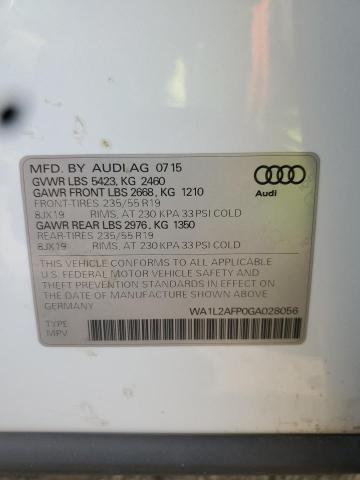 2016 AUDI Q5 PREMIUM - WA1L2AFP0GA028056
