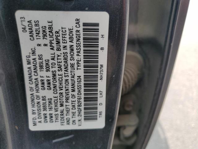 2013 HONDA CIVIC HF - 2HGFB2F61DH551634