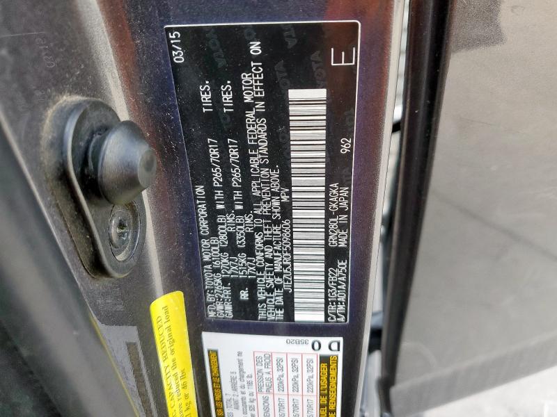 2015 TOYOTA 4RUNNER SR JTEZU5JR0F5098606