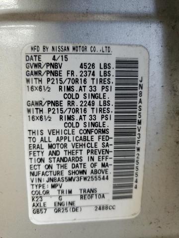 2015 NISSAN ROGUE SELE JN8AS5MV3FW255544