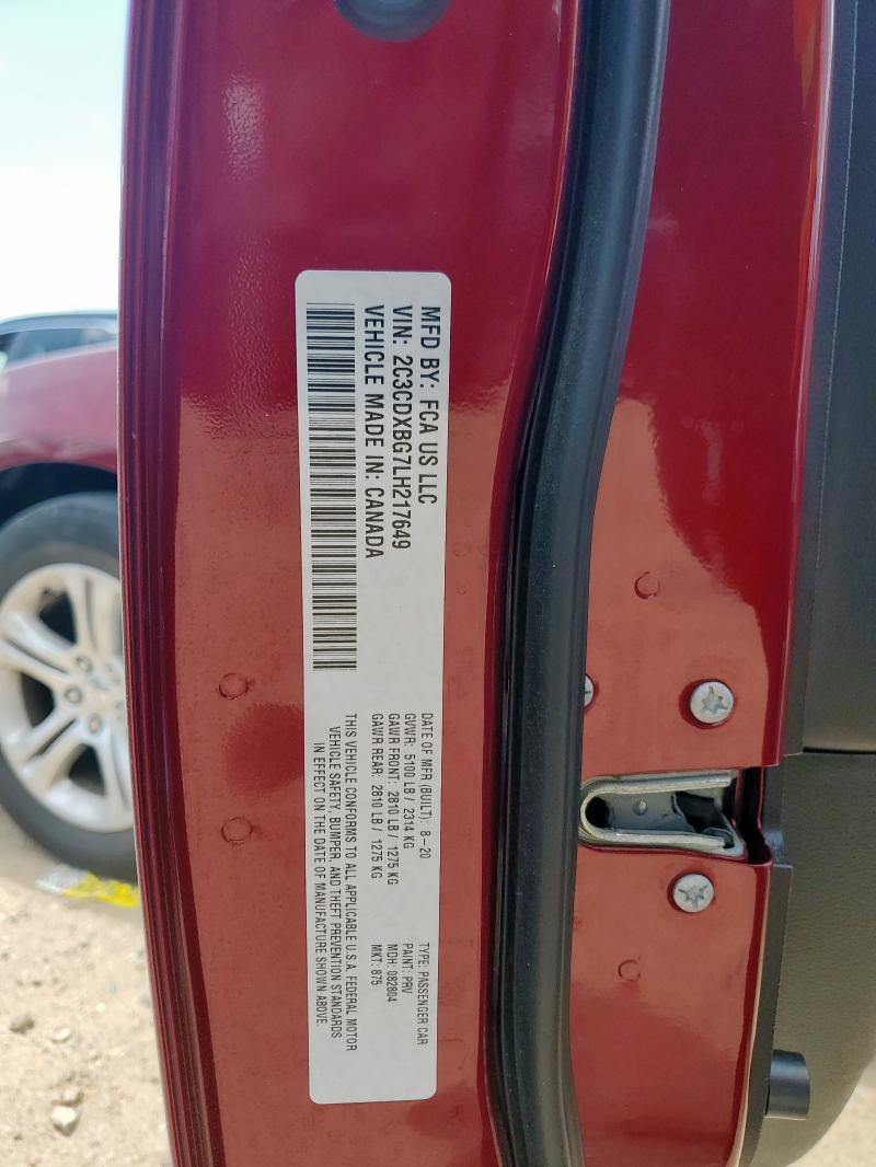 2020 DODGE CHARGER SX 2C3CDXBG7LH217649
