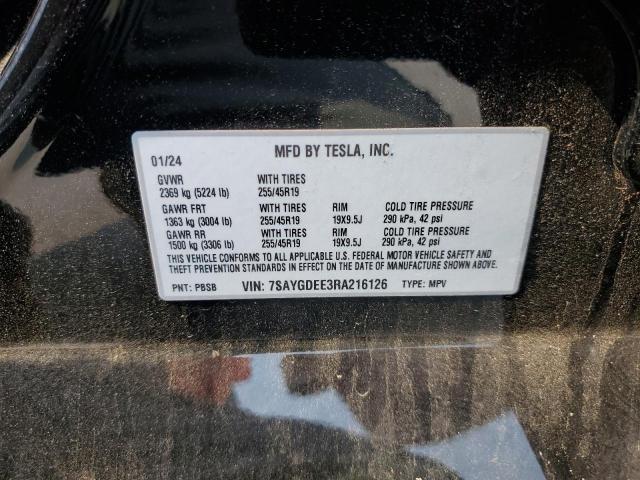 2024 TESLA MODEL Y 7SAYGDEE3RA216126
