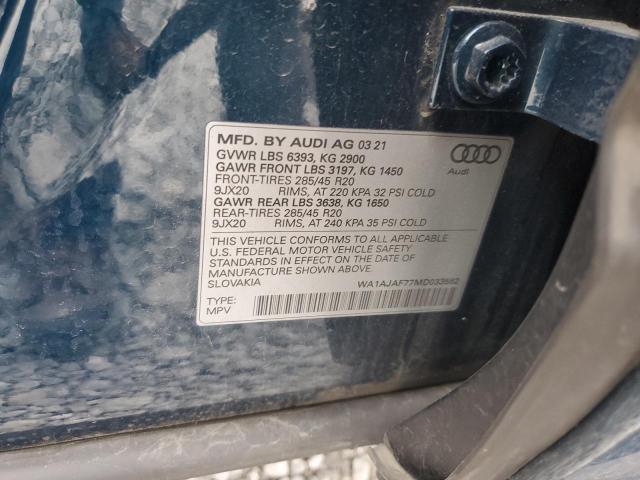2021 AUDI Q7 PREMIUM WA1AJAF77MD033582