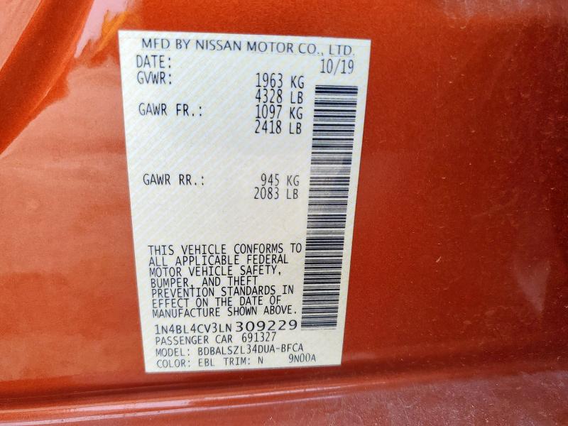 2020 NISSAN ALTIMA SR - 1N4BL4CV3LN309229