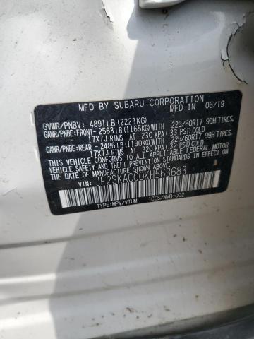 2019 SUBARU FORESTER JF2SKACC0KH563683