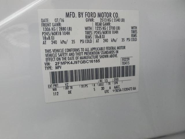 2016 FORD EDGE SEL - 2FMPK4J97GBC16185