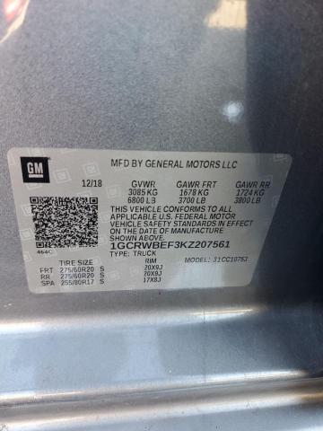 2019 CHEVROLET SILVERADO C1500 CUSTOM 1GCRWBEF3KZ207561