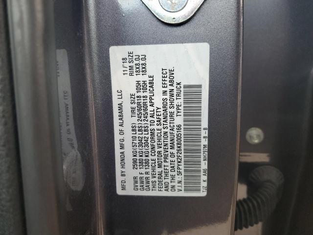 2019 HONDA RIDGELINE 5FPYK2F26KB005166