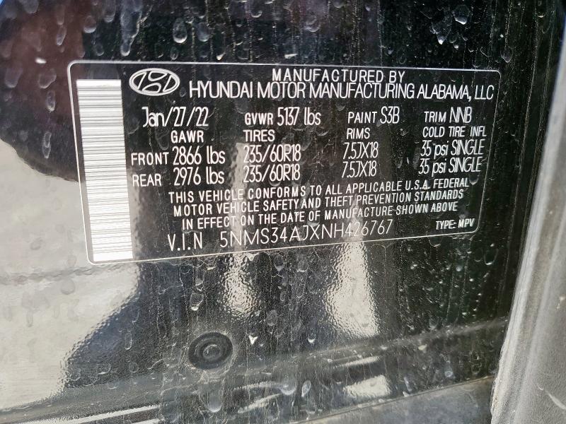 2022 HYUNDAI SANTA FE S - 5NMS34AJXNH426767