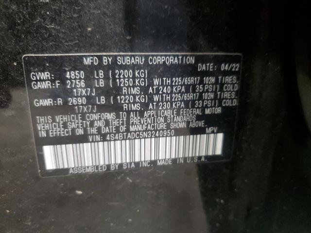 2022 SUBARU OUTBACK PR 4S4BTADC5N3240950