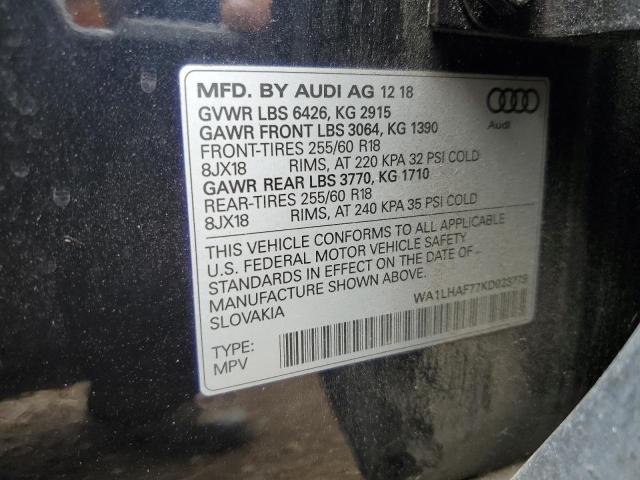 2019 AUDI Q7 PREMIUM - WA1LHAF77KD023779