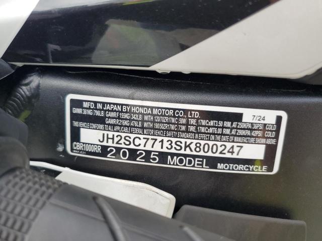 2025 HONDA CBR1000 RR JH2SC7713SK800247