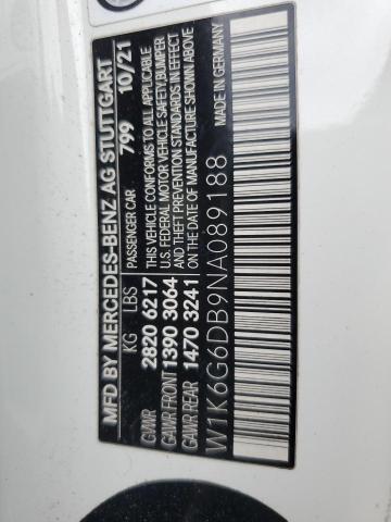 2022 MERCEDES-BENZ S 500 4MAT W1K6G6DB9NA089188